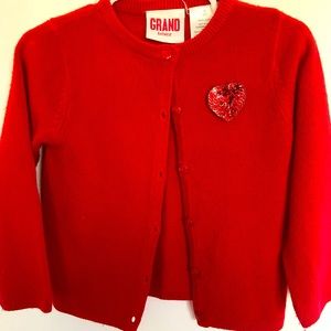 Very sweet red sweater by Grand knitwear